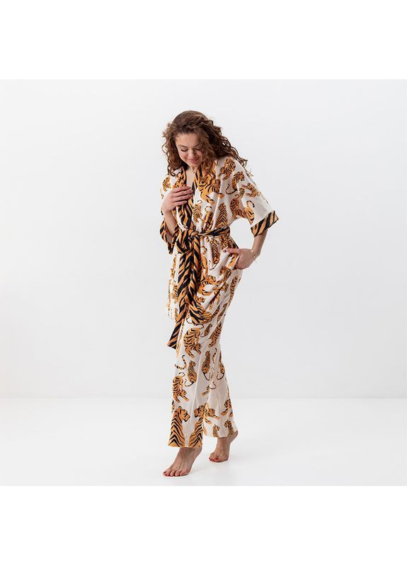 Набір з плюшевого велюра халат + штани " Тигриця " Sleeptime Набір халат та штани (365655891)