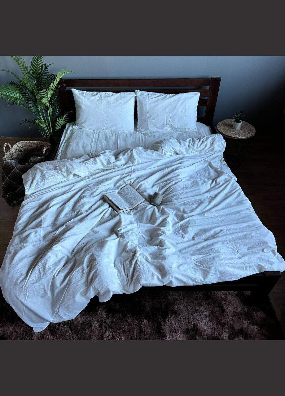 Постільна білизна Washed Cotton Сімейний 150 x 215 дві підковдри Варена бавовна Молочна 70 х 70 No Brand (307470611)