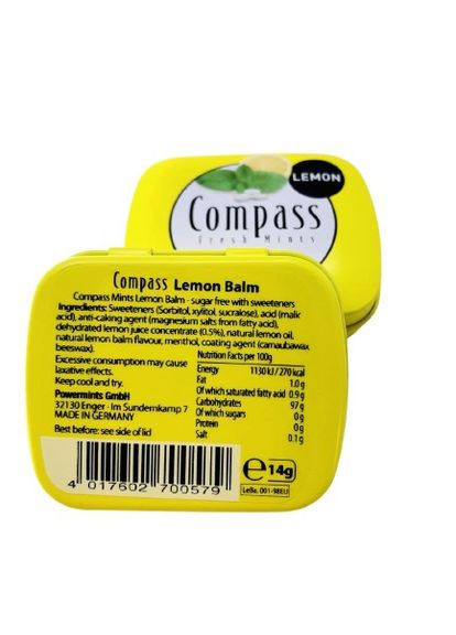 Драже Compass лимон "Lemon" без цукру 14 гр. Німеччина No Brand (351903733)