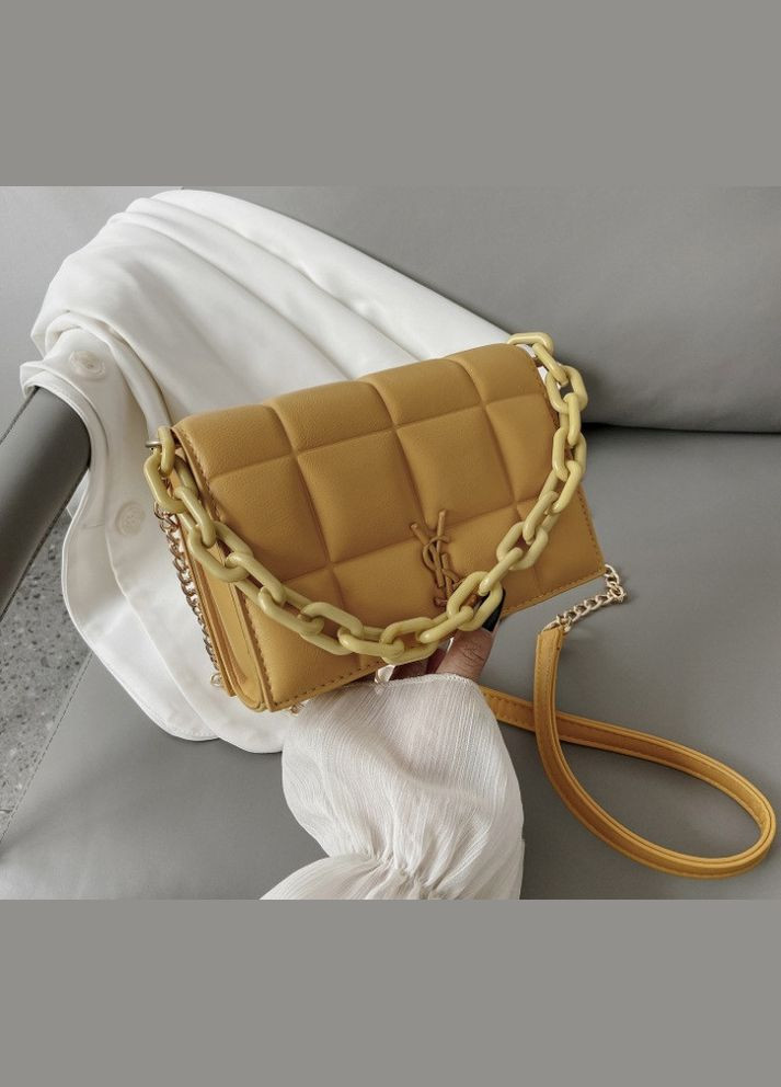 Модна маленька сумка жіноча клатч з ланцюжком, чорна міні сумка стьобана сумка-клатч жіночий Жовтий(BRT) Brettani (336552413)