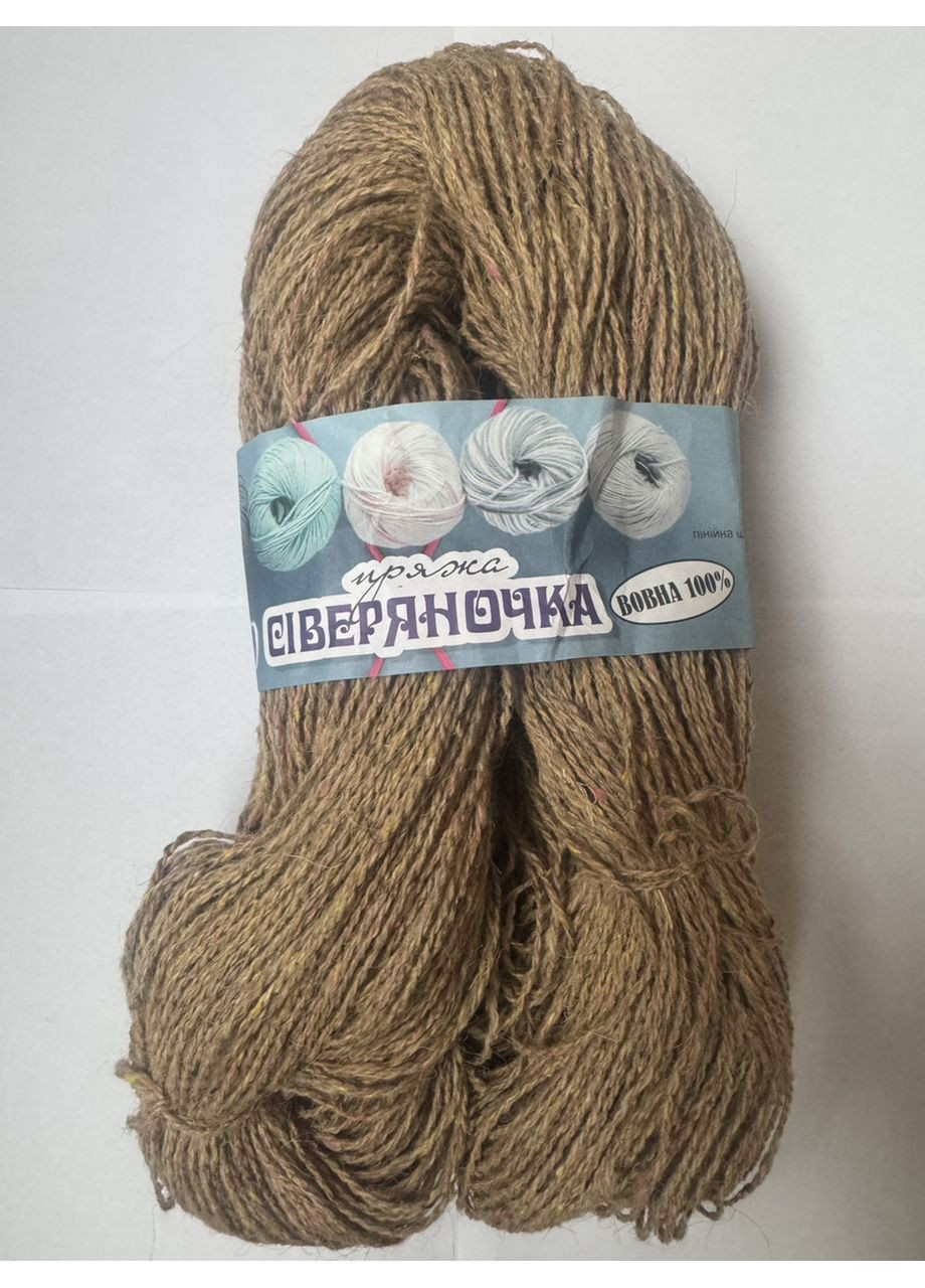 Нитки пряжа «Северяночка», колір кавовий меланж, вовна 100% No Brand (371810068)