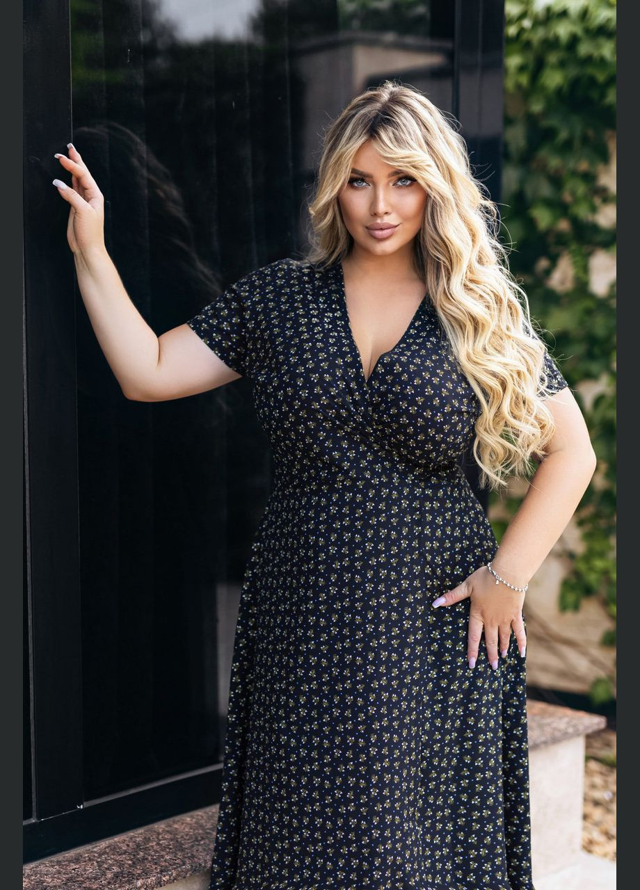 Чорна довга літня сукня в квітковий принт Fashion Girl