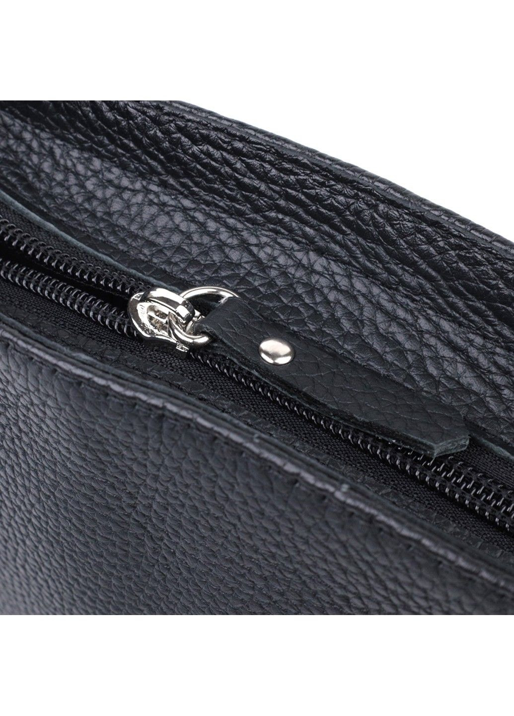 Женская сумка багет с цепочкой и съемным ремешком из зернистой натуральной кожи 22837 Черная Shvigel (313102117)