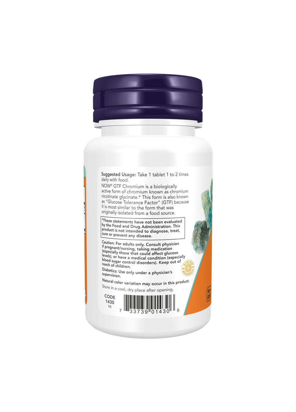 Хром GTF 200 мкг 100 таблеток для контролю рівня цукру в крові Now Foods (367957837)