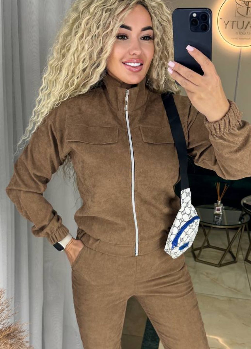 Вельветовый костюм: брюки и кофта на молнии Allthings (303321051)