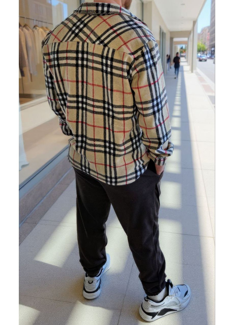 Бежевая повседневный рубашка в клетку No Brand