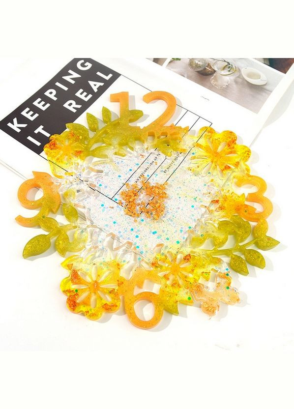 Форма молд для створення годинника з епоксидної смоли Квіти 32 см No Brand 2095 (329882441)