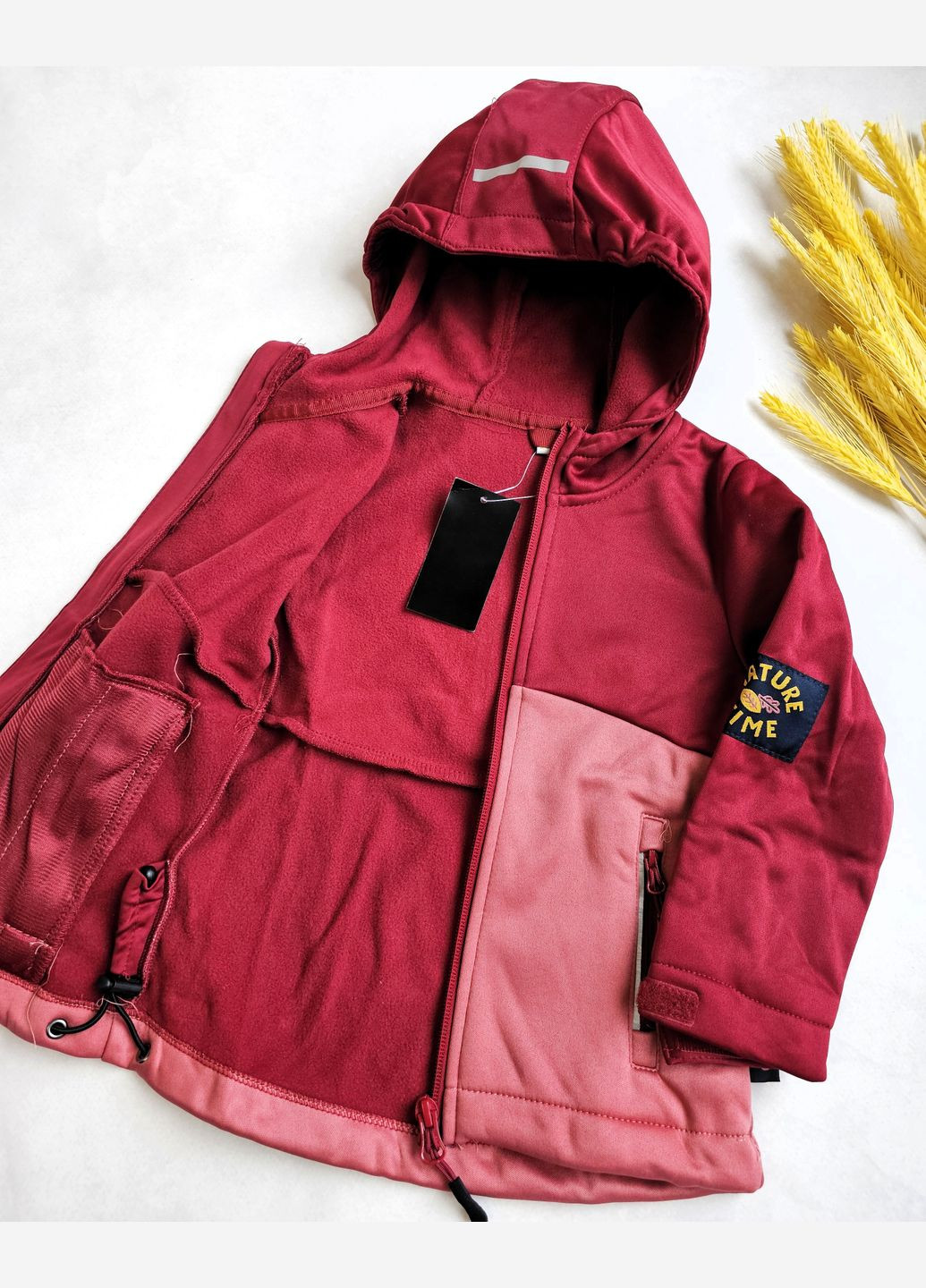 Коричнева демісезонна дитяча куртка софтшел на флісі Lupilu Куртка