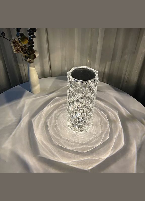 Настільна декоративна проекційна світлодіодна сенсорна лампа-ночник RGB Crystal Rose Ambience 20,5 см No Brand (334011287)