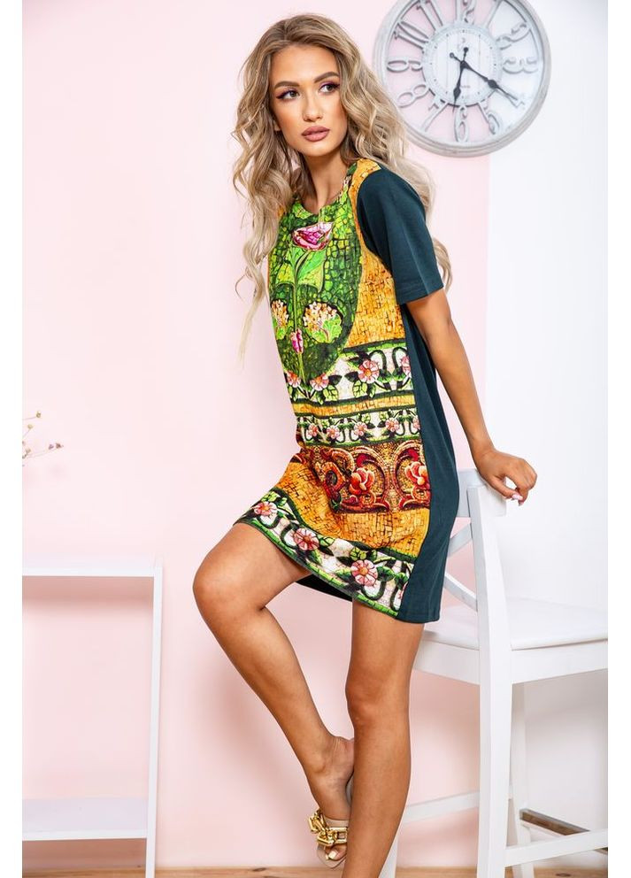 Зелена жіноча сукня вільного крою, зеленого кольору з принтом, 167r072 Ager