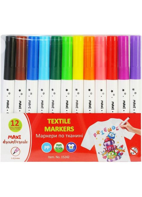 Набір маркерів по тканині MX15242, 12 кольорів Maxi (341536960)