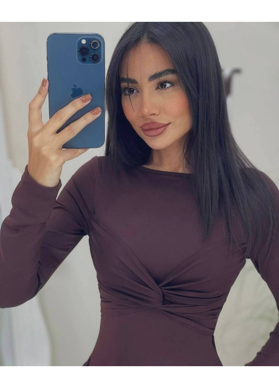 Коричневое повседневный платье женское KaraMix однотонное