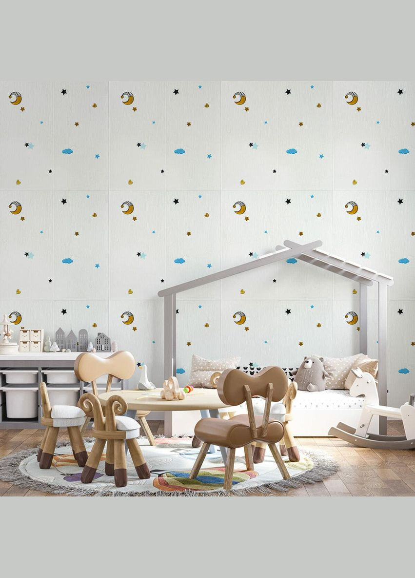 3D панель стеновая самоклеящаяся 700*700*4mm звезды и луна на белом фоне D (3DPanda-1970) Sticker Wall (323155364)
