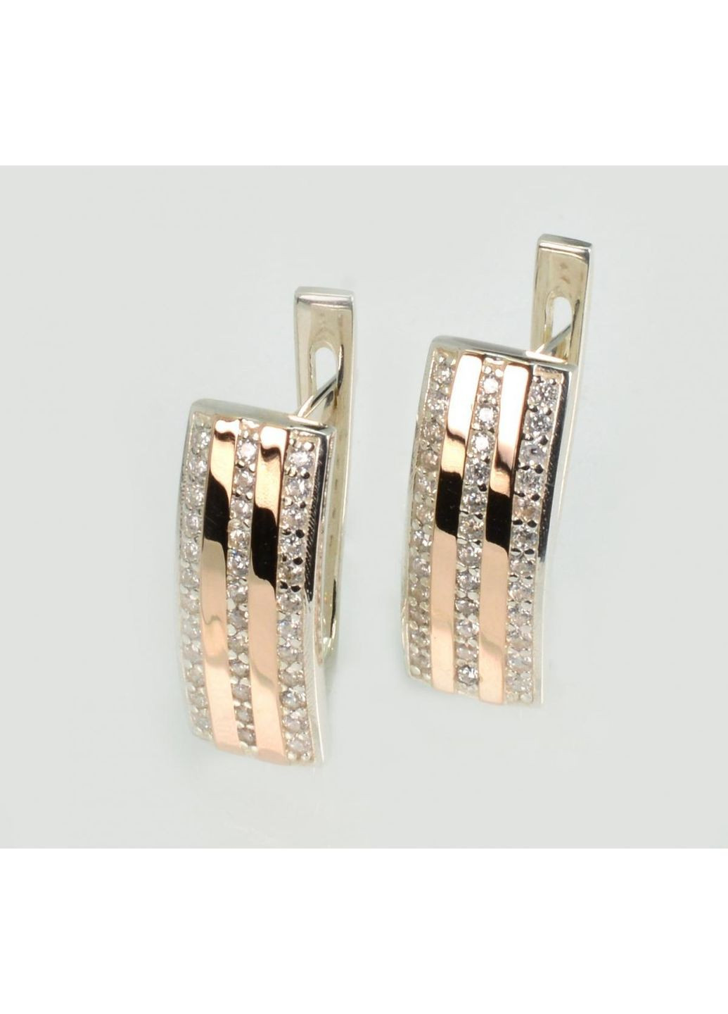 Срібні сережки з золотими пластинами Silver Style (367113089)