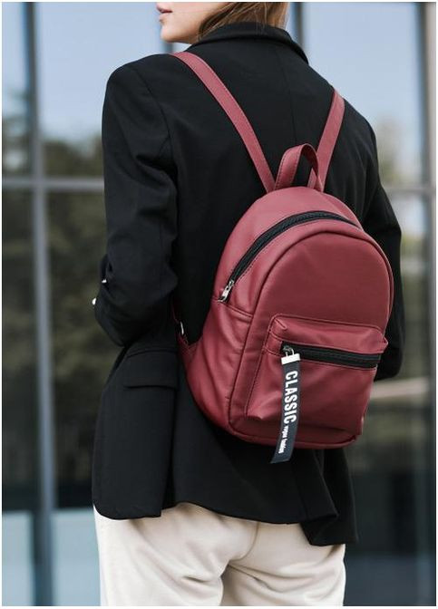 Рюкзак женский из экокожи 8 л городской маленький Бордовый 39753 Sambag (355884735)