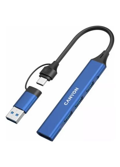 Концентратор Canyon (CNS-TDS02BL) VAG hub DS-02 4in1 USB-A/C Blue (366694651)