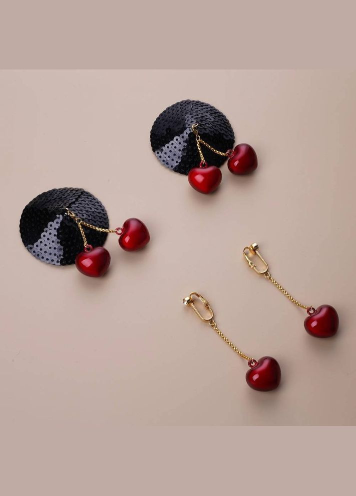 Красный пестисы на соски с колокольчиками в форме вишен upko water chiming bells, черно-красные Zalo