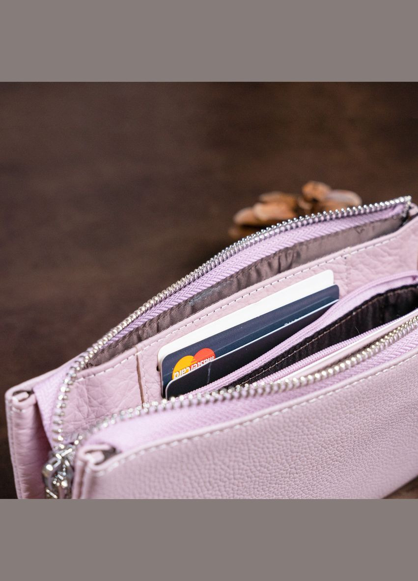 Вместительный клатч на два отделения женский 19247 Лиловый st leather (298566794)