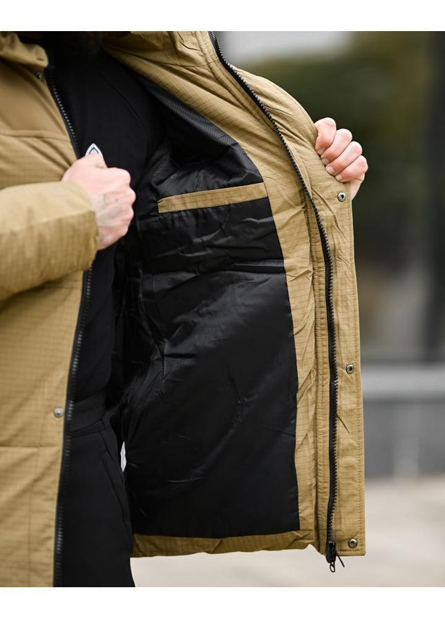 Бежевая зимняя зимняя мужская куртка tnf coyot 4 No Brand