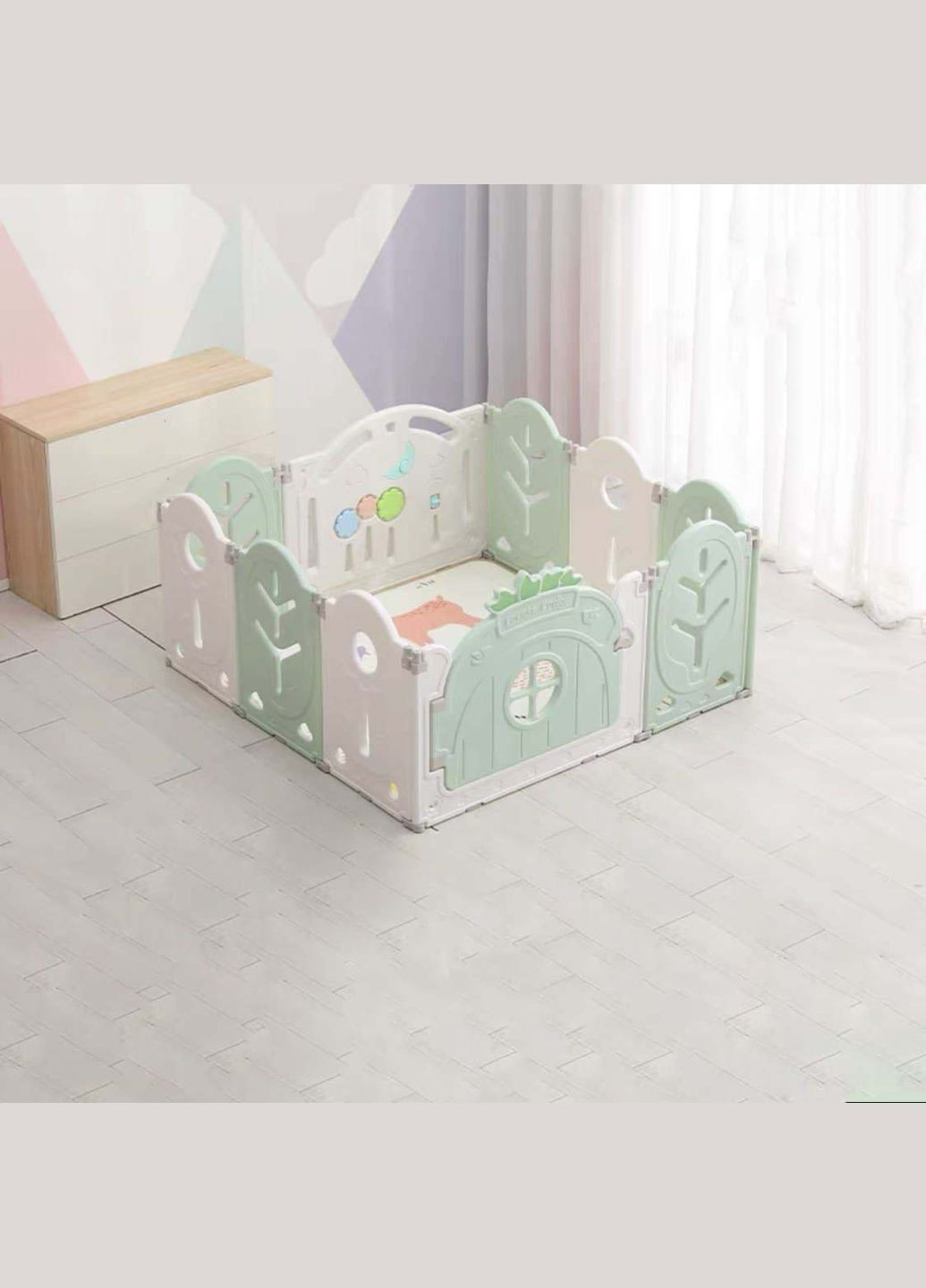 Пластиковий манеж для дітей (вбудоване баскетбольне кільце) — ігрове для малюків 123х123х62 Білий 4M (348322299)