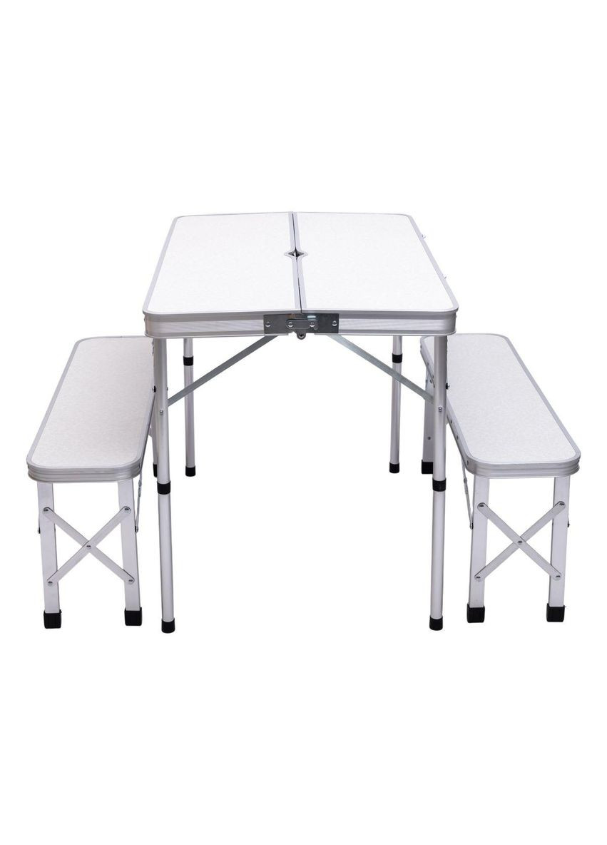 Комплект туристичний стіл + 2 лавки складні меблі Білий JY-9060W LUGI (371787527)