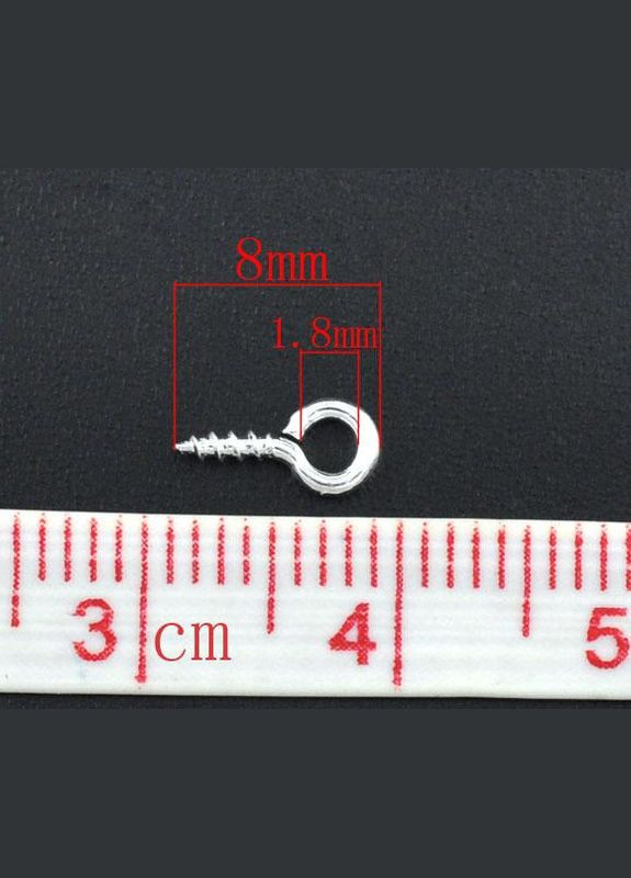 Пин-штифт с резьбой Винт для бижутерии Cеребристый 8 мм x 4 мм Finding (316248891)