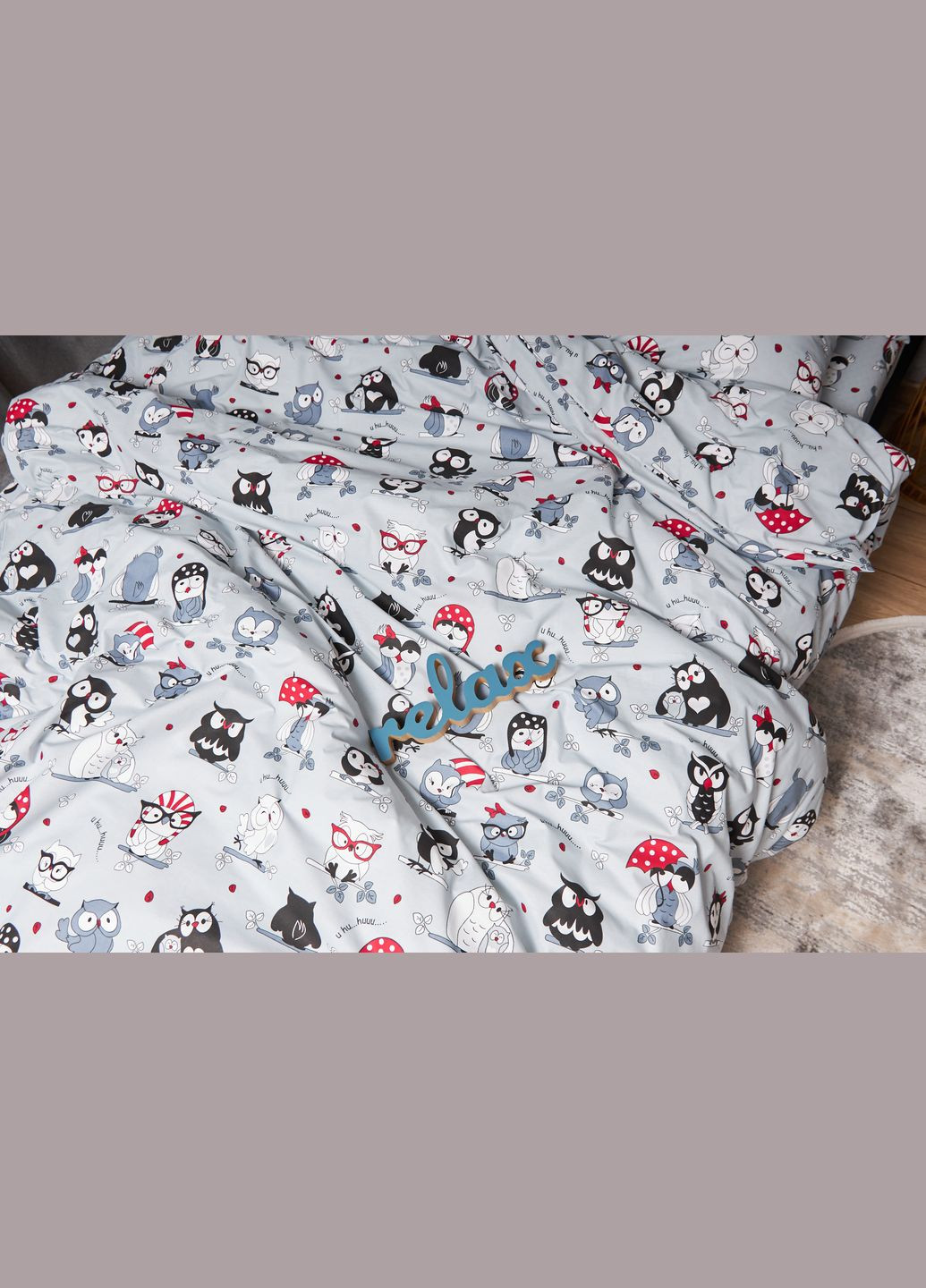 Комплект постельного белья Бязь Gold Люкс «» двуспальный 175х210 наволочки 2х50х70 (MS-820005466) Moon&Star Owls Gray (296909742)