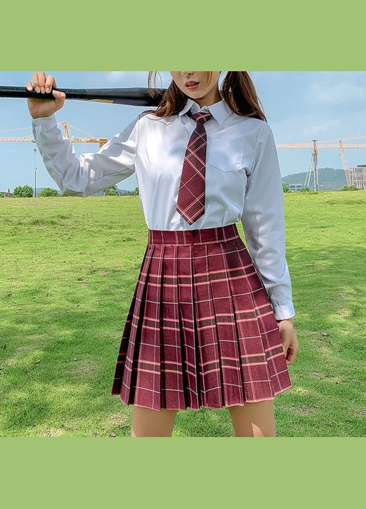 Краватка картата на застібці вишнева 92050 No Brand (311223041)