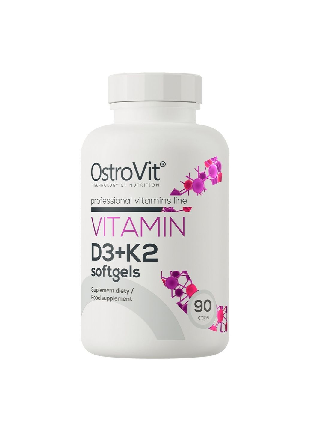 Витамины и минералы Vitamin D3+K2, 90 капсул Ostrovit (295898607)