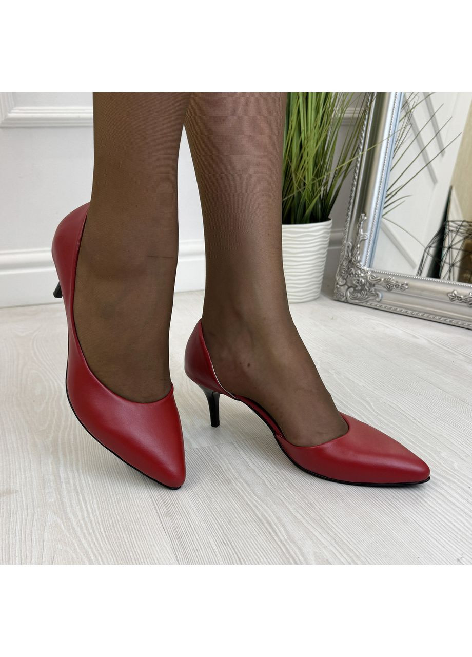 Vasha para Жіночі шкіряні туфлі на невисокій шпильці, колір червоний. 39 розмір червоний з, україна — демісезон (362355043)
