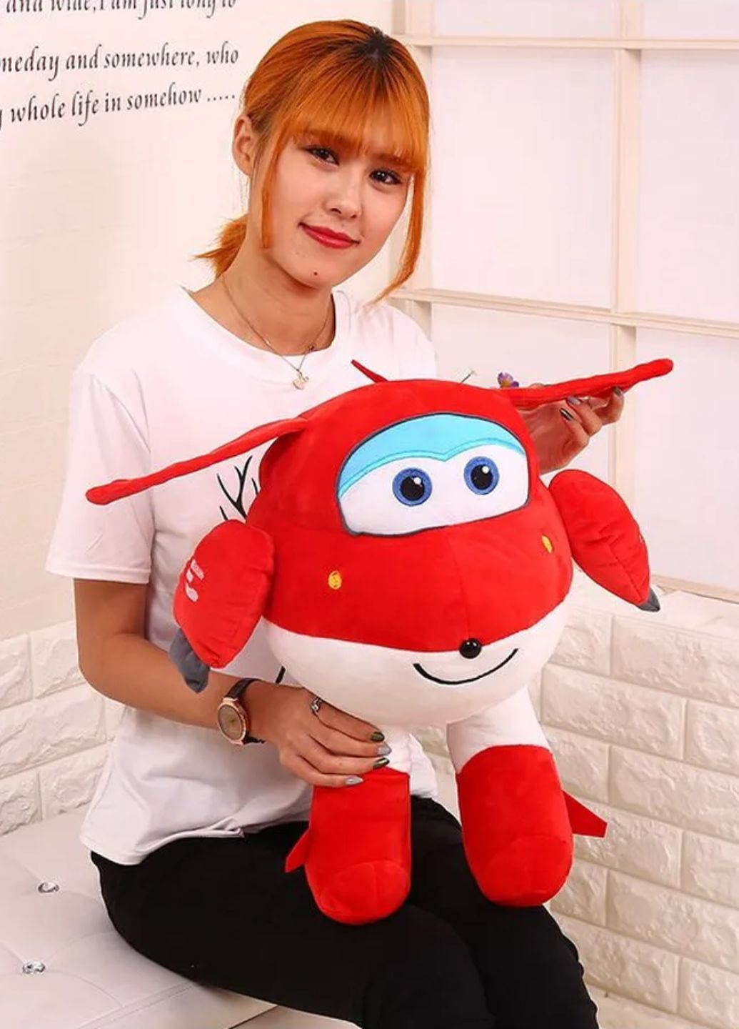 Велика плюшева іграшка літак Супер Джетт 50 з мультфільму Super Wings My Kigu (372795174)