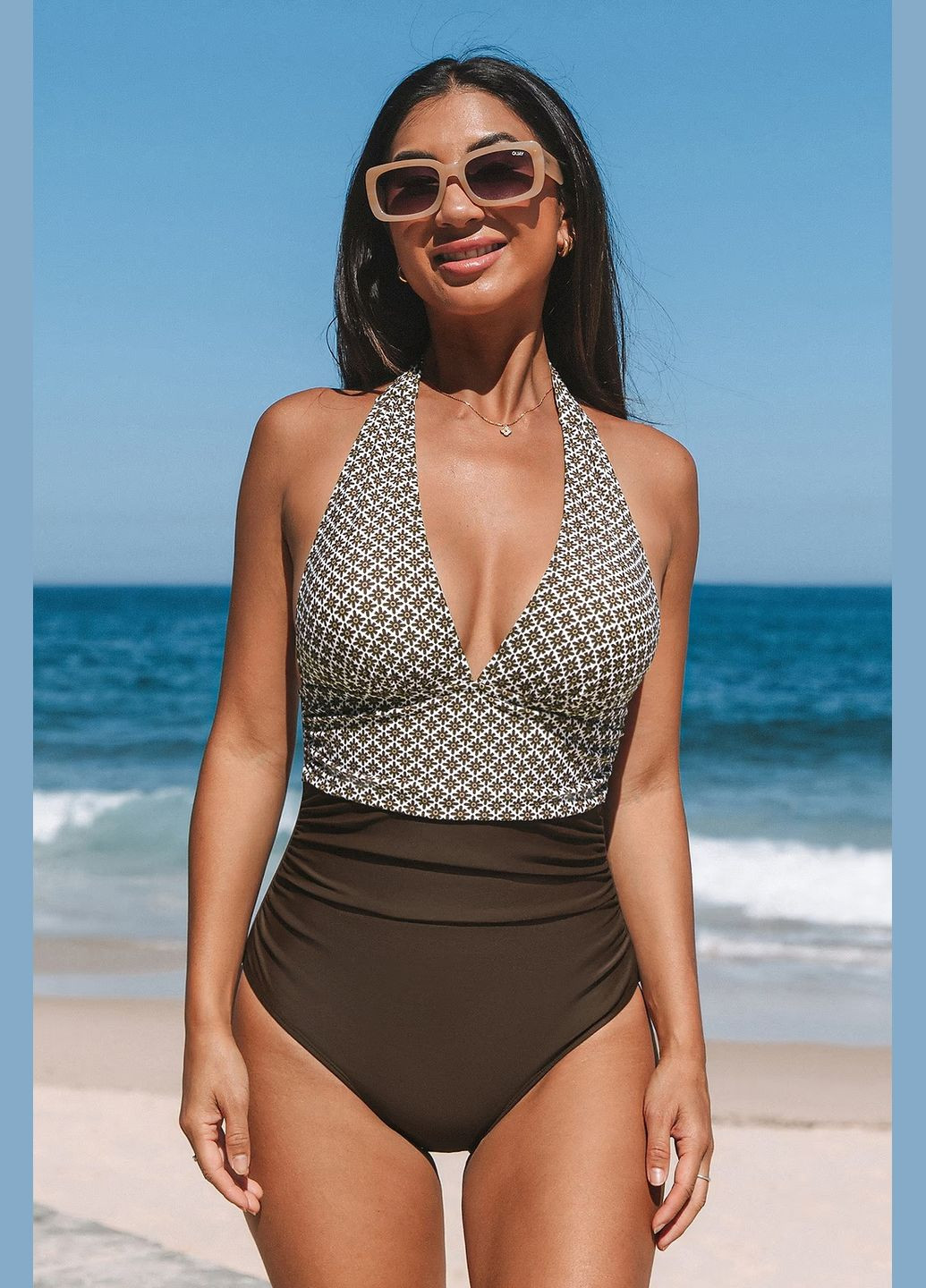 Коричневий літній купальник CUPSHE