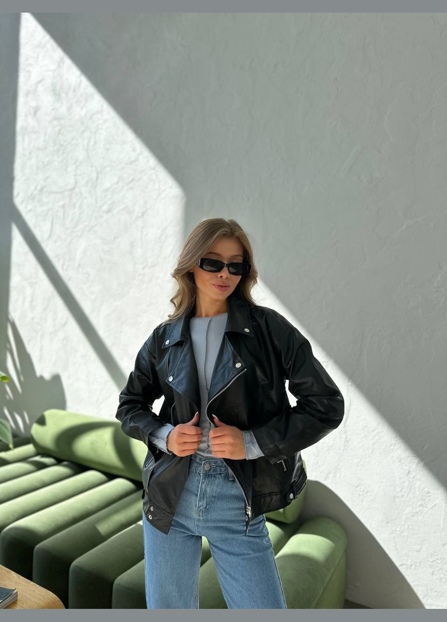 Чорна модна куртка-косуха Fashion