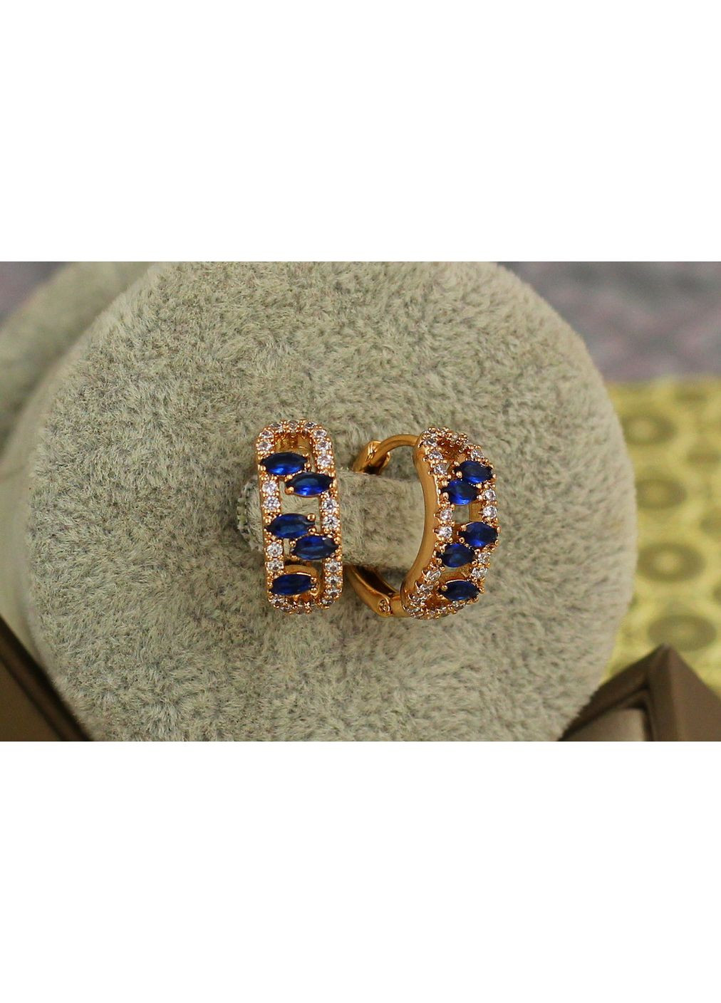 Сережки п"ять маркізів із синіми каменями 1,5 см золотисті love-shopping Xuping Jewelry (354657727)