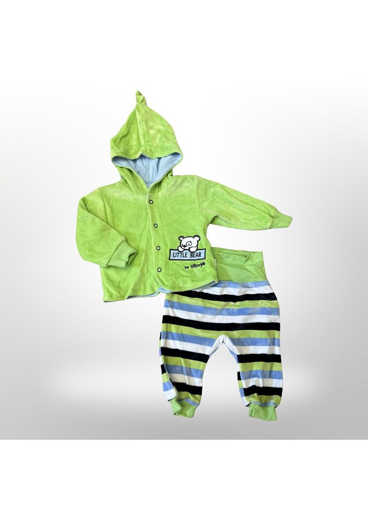 Салатовий демісезонний дитячий велюровий костюм (кофточка + штанці) салатовий (0196) Nicol