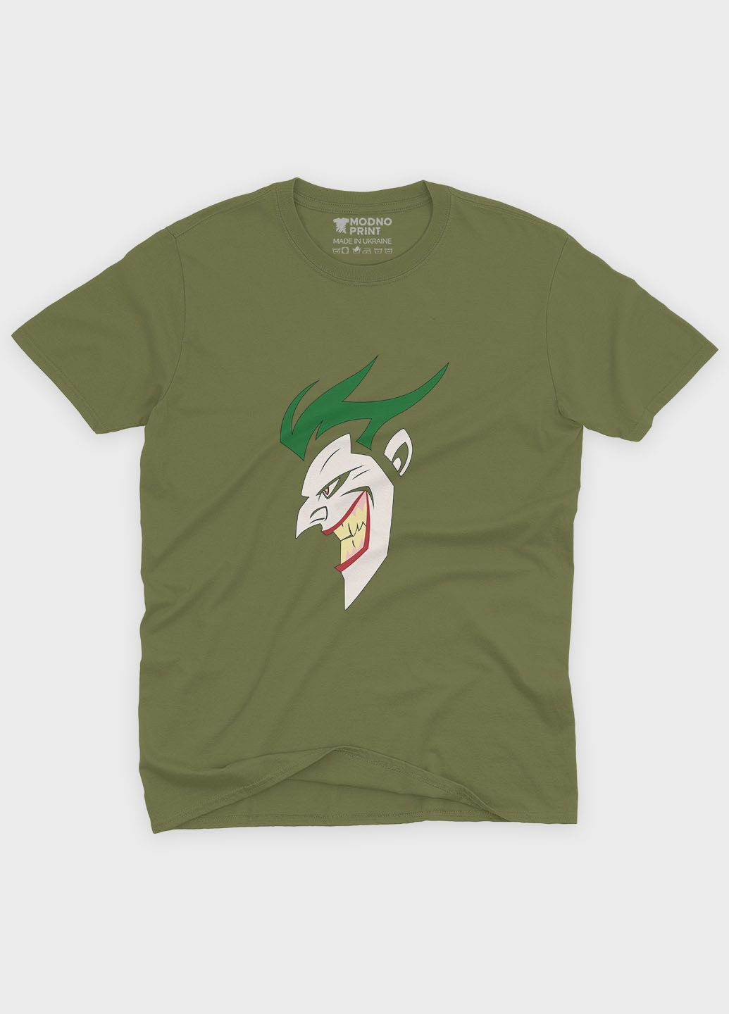 Хакі (оливкова) чоловіча футболка з принтом суперзлодія - джокер (ts001-1-hgr-006-005-002) Modno