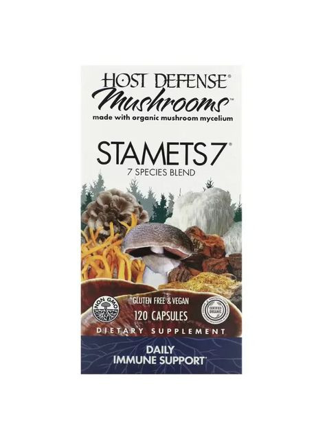 Добавка для иммунитета Immune Support STAMETS 7 Host Defense, смесь из 7 видов грибов, 120 капсул Fungi Perfecti (361116594)