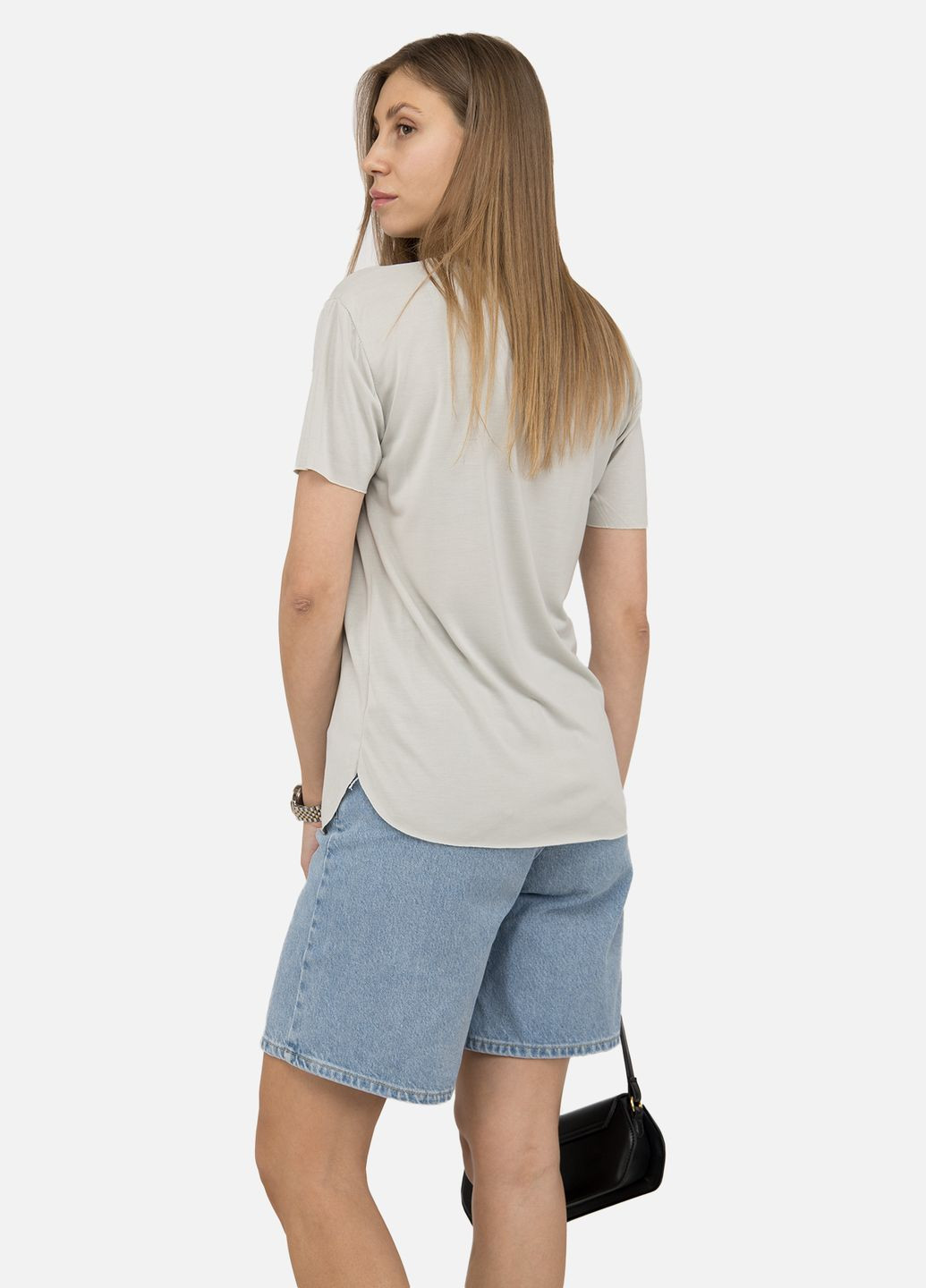 Женская футболка с коротким рукавом цвет светло-серый ЦБ-00246216 Crep - (295468724)