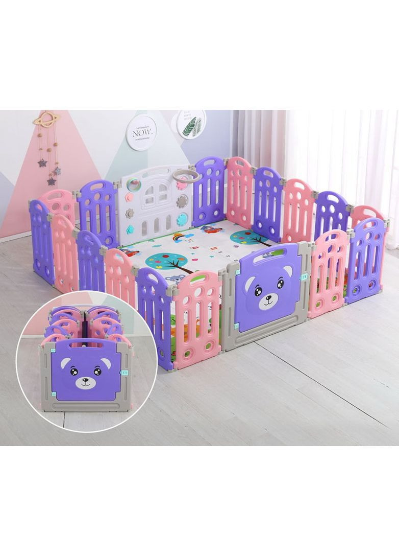 Пластиковий стійкий дитячий манеж 16+2 секції огорожа паркан 186×192 см No Brand (363134246)