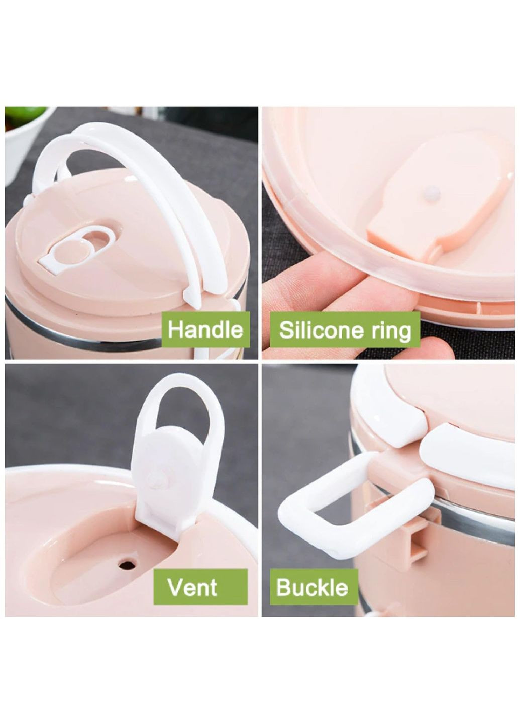 Круглий двоярусний термо ланч бокс Toff 1400 мл - рожевий More (317253903)