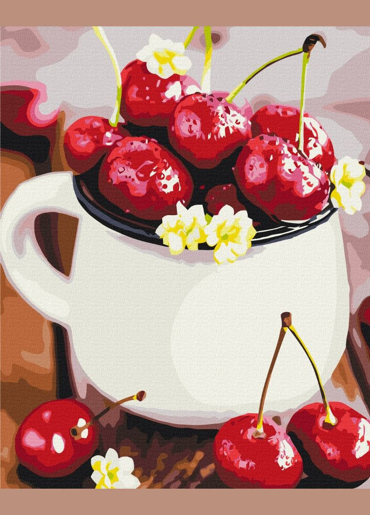 Картина по номерам Спелые черешни Картины в цифрах на холсте Натюрморт Раскраска 40х50 BS53397 Brushme (308989040)