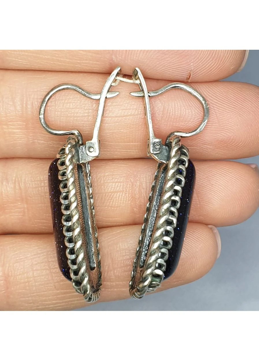 Сережки срібні з авантюрином 16,9 г No Brand (382676872)