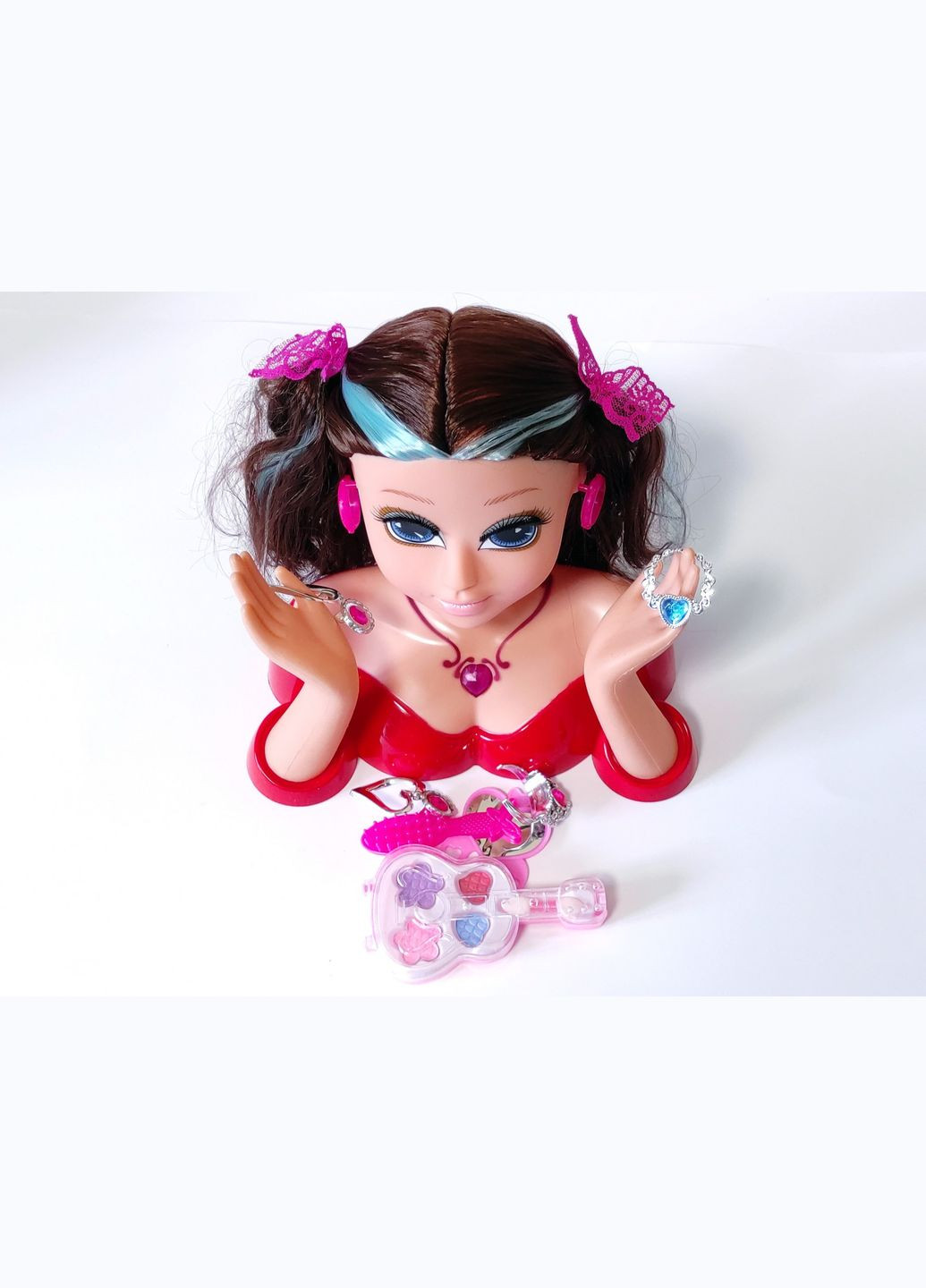 Голова куклы манекен для причесок и макияжа с аксессуарами игровой набор с куклой в красной одежде. Belle (316318985)