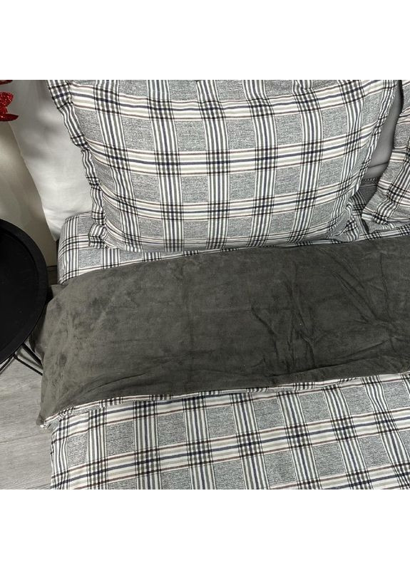 Ексклюзив: постільна білизна євро (Сатин/Велюр). Розкішний комплект сірого кольору 200*230 см. No Brand (370710012)