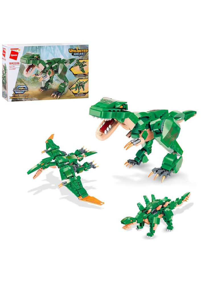 Конструктор Динозавр W42106 3в1, 287 деталей, в коробці (6903317445615) Qman (372223368)