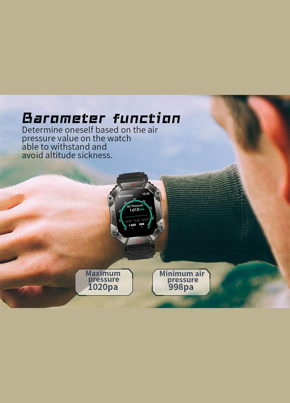 Смарт-часы мужские тактические с компасом, с фонариком и украинским языком, батарея 650mAh Smart Watch (331146231)