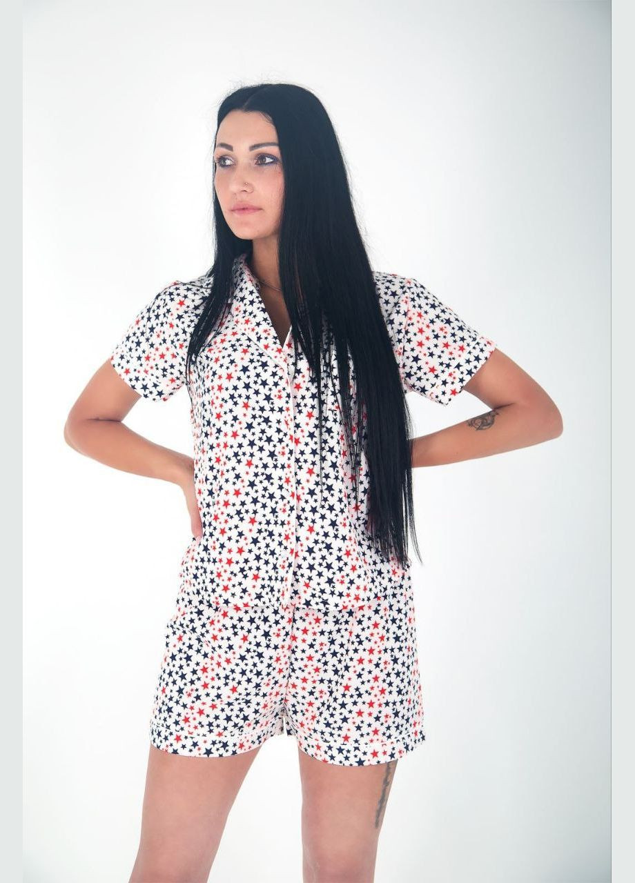 Біла всесезон піжама жіноча сороче=ка та шорти, шовк армані сорочка + шорти No Brand піжама