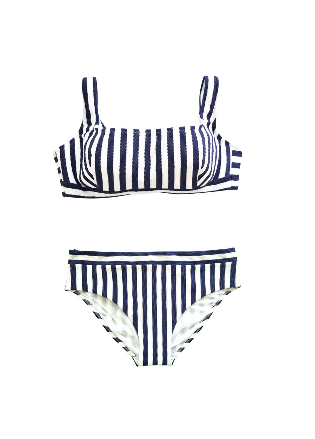 Синій роздільний купальник поролонова чашка на каркасній підтримці та високі плавки синій з білим rebecca bsmr - 030 Toccata