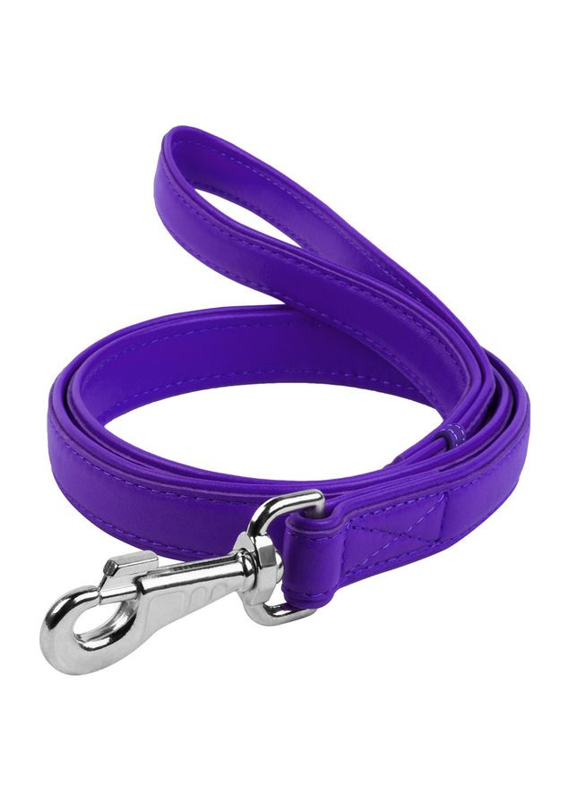 Повідець для собак шкіряний WAUDOG Glamour 25мм 122см фіолетовий ремінь для тварин повідець для собак ProDobro (373221159)