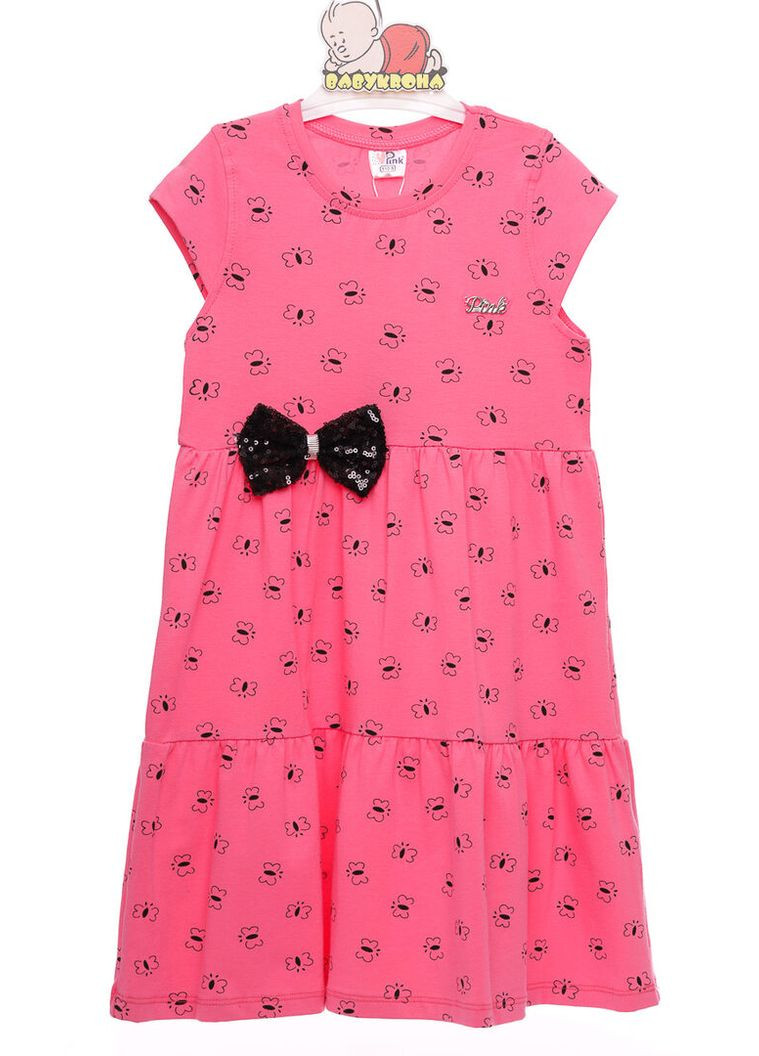 Рожева сукня з коротким рукавом трикотажне метелик рожевий 110 см (39481) BABYKROHA (323469562)